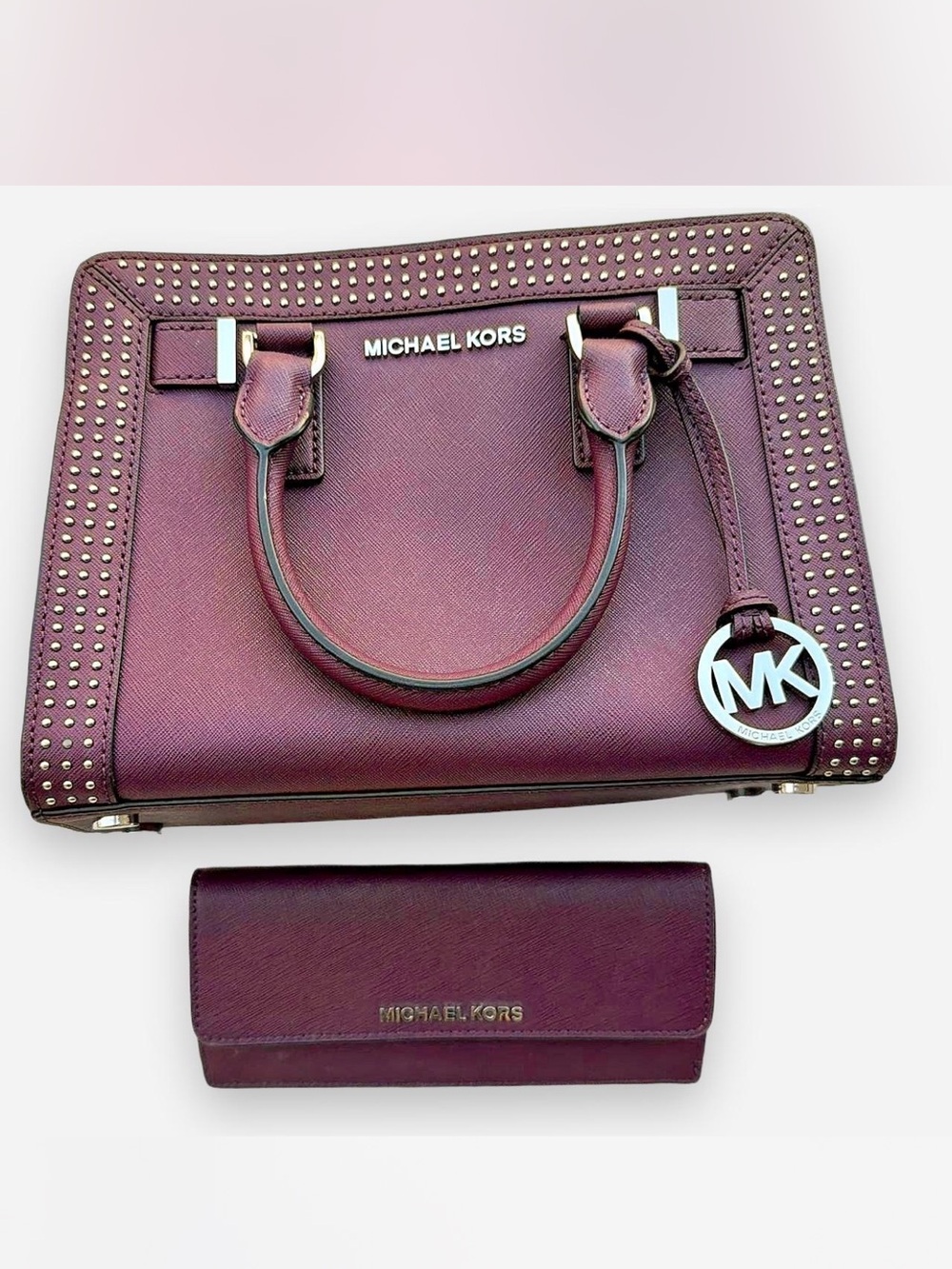 Michael Kors micro-studded leather satchel handbag Wallet